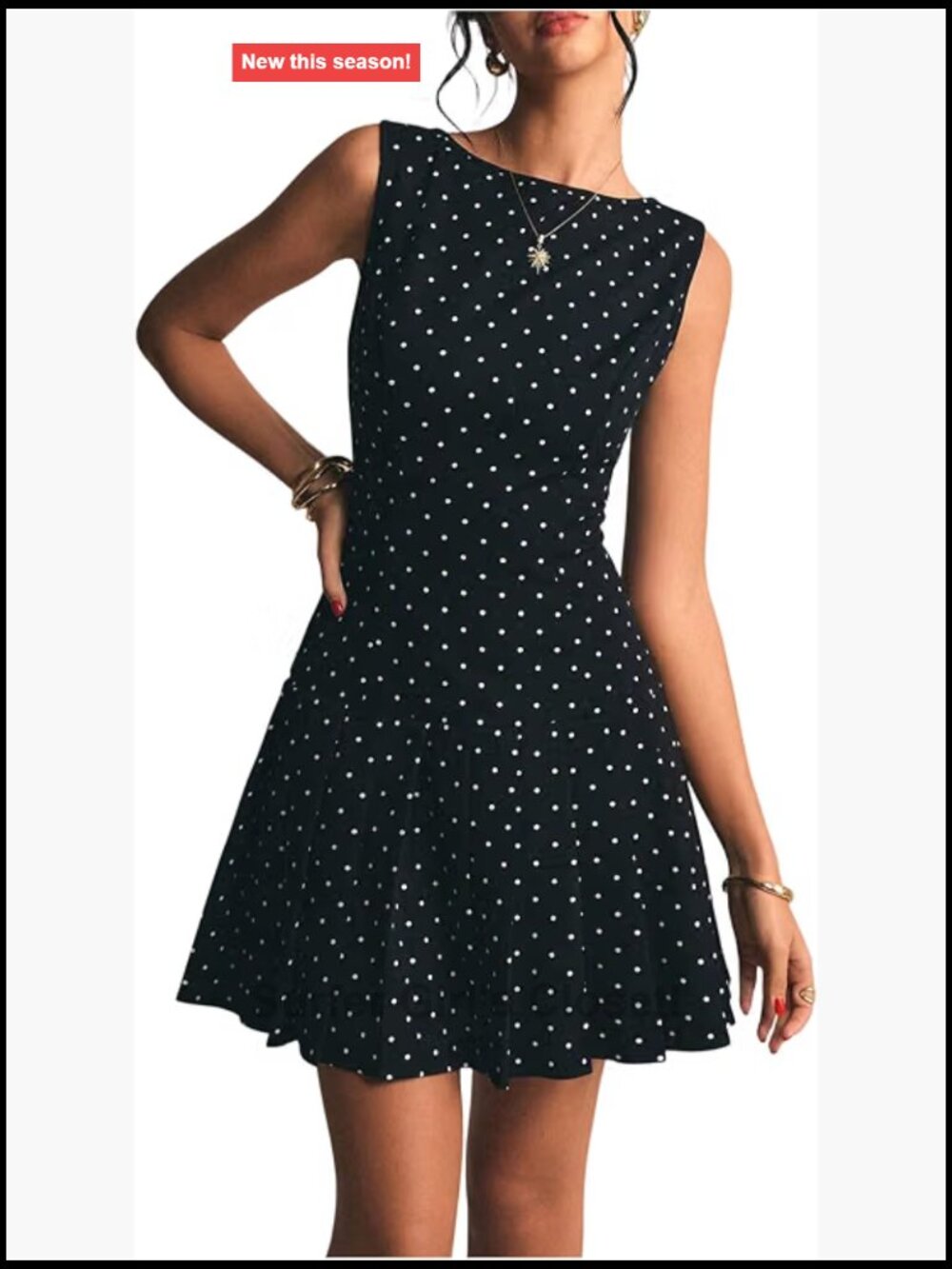 Sleeveless Polka Dot Tie Back Mini Dress Y2K Club A-Line Backless